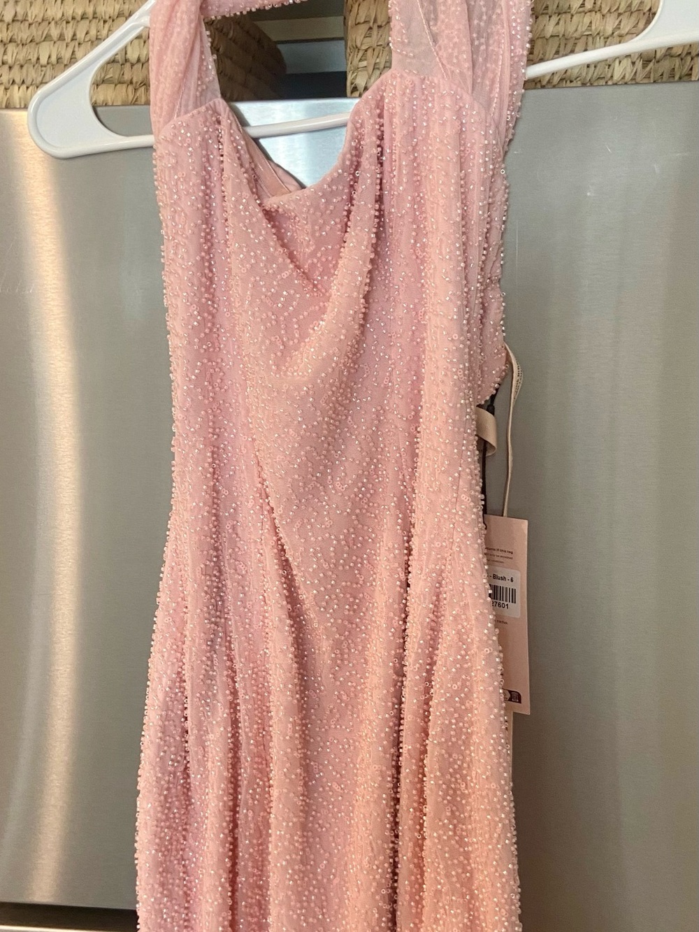 Oh Polly Beaded Blush Pink Prom Dress